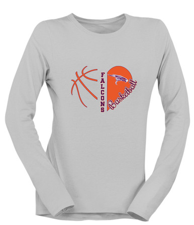 Eastlake Falcons Heart Basketball Women's LS T-Shirt