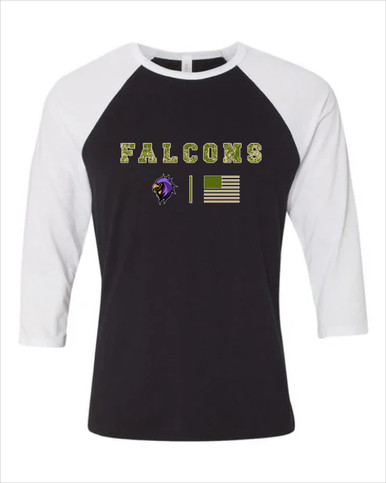 Monroe Falcons Sideview Camo Flag Men's Baseball T-Shirt