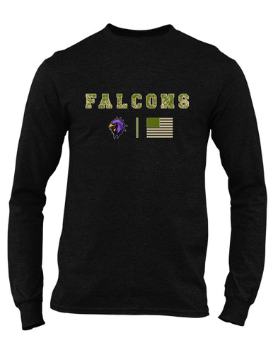 Monroe Falcons Sideview Camo Flag Men's Premium LS T-Shirt