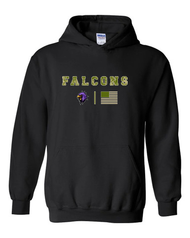 Monroe Falcons Sideview Camo Flag Men's Hoodie
