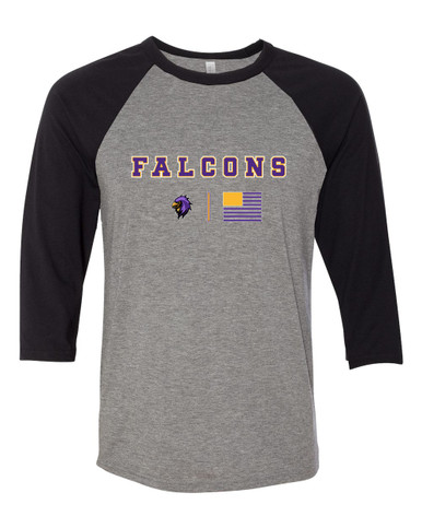 Monroe Falcons Sideview Team Colors Flag Women's Baseball T-Shirt