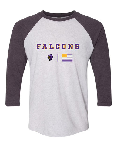 Monroe Falcons Sideview Team Colors Flag Men's Baseball T-Shirt
