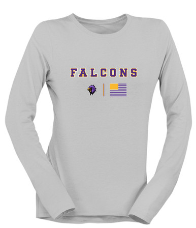 Monroe Falcons Sideview Team Colors Flag Women's LS T-Shirt