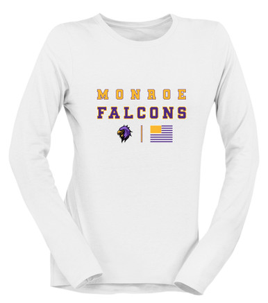 Monroe Falcons Sideview Spirit Flag Women's LS T-Shirt