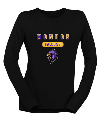 Monroe Falcons Sideview Mascot #3 Women's LS T-Shirt