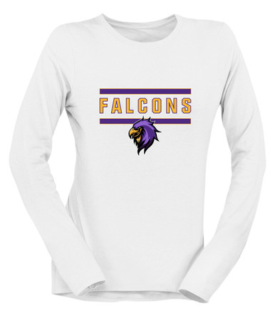 Monroe Falcons Sideview Mascot #5 Women's LS T-Shirt
