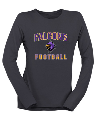Monroe Falcons Sideview Football #1 Women's LS T-Shirt