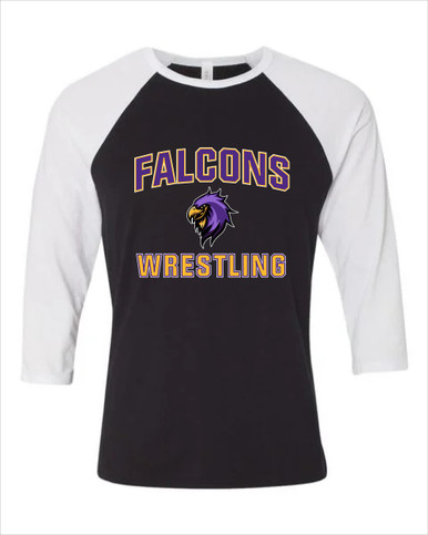 Monroe Falcons Sideview Wrestling Men's Baseball T-Shirt