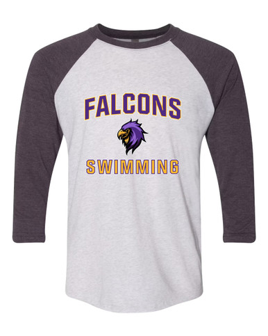Monroe Falcons Sideview Swimming Men's Baseball T-Shirt