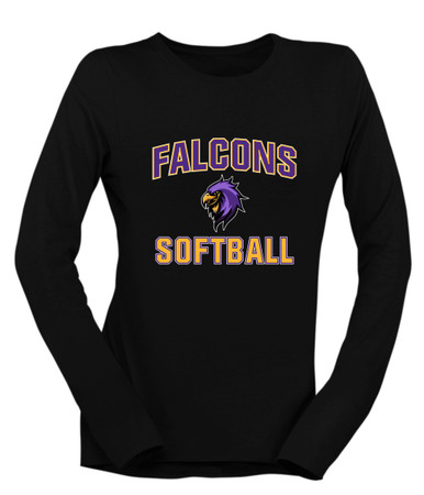 Monroe Falcons Sideview Softball #1 Women's Premium LS T-Shirt