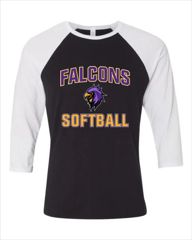 Monroe Falcons Sideview Softball #1 Women's Baseball T-Shirt