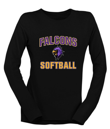 Monroe Falcons Sideview Softball #1 Women's LS T-Shirt