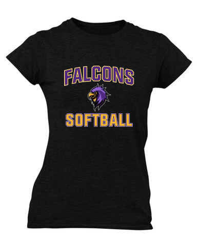 Monroe Falcons Sideview Softball #1 Women's Premium SS T-Shirt
