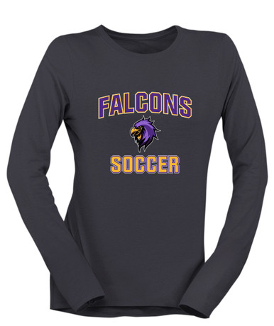 Monroe Falcons Sideview Soccer #1 Women's LS T-Shirt
