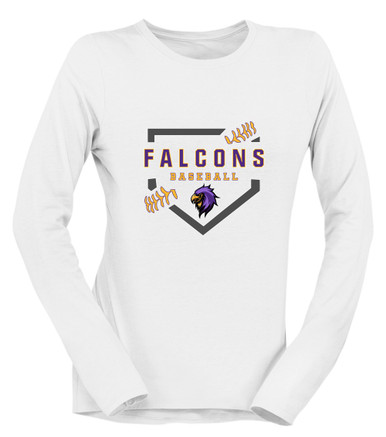 Monroe Falcons Sideview Baseball #2 Women's LS T-Shirt