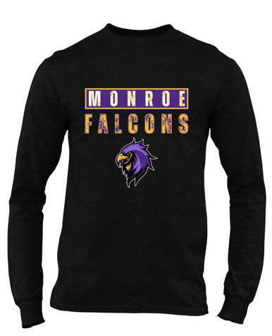 Monroe Falcons Sideview Mascot #9 Men's LS T-Shirt