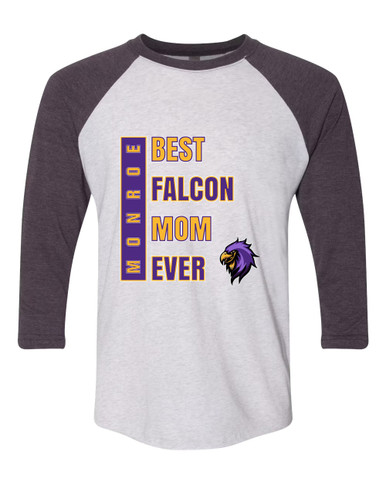 Monroe Falcons Sideview Best Falcon Mom Women's Baseball T-Shirt