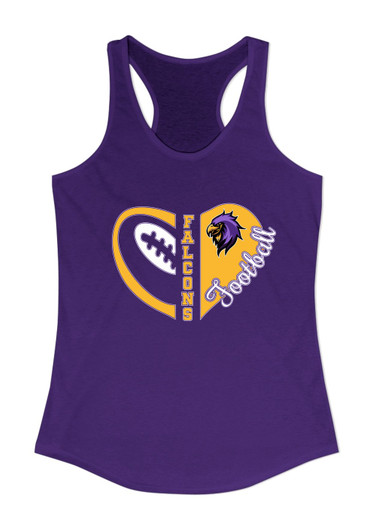 Monroe Falcons Sideview Heart Football Women's Tank Top