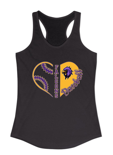 Monroe Falcons Sideview Heart Baseball Women's Tank Top