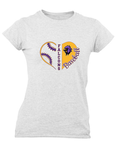 Monroe Falcons Sideview Heart Baseball Women's SS T-Shirt