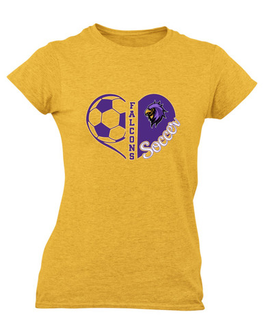 Monroe Falcons Sideview Heart Soccer Women's SS T-Shirt