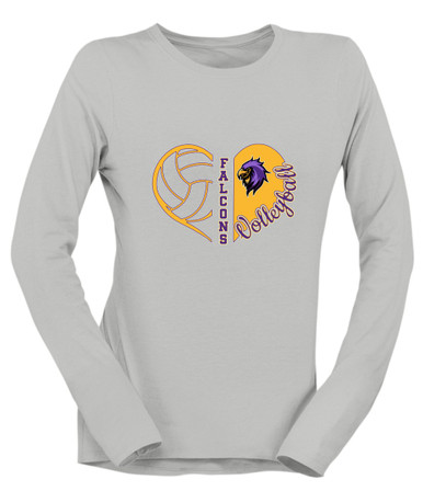 Monroe Falcons Sideview Heart Volleyball Women's Premium LS T-Shirt