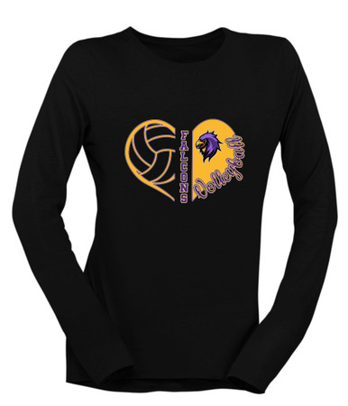 Monroe Falcons Sideview Heart Volleyball Women's LS T-Shirt