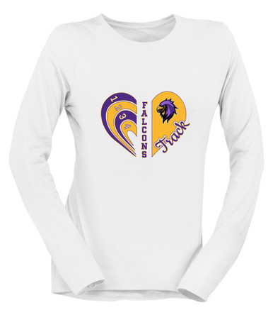 Monroe Falcons Sideview Heart Track Women's Premium LS T-Shirt