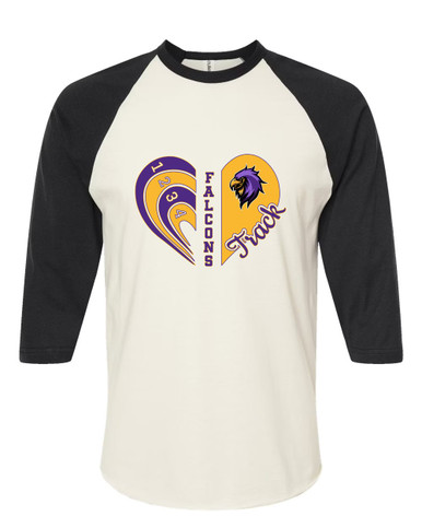 Monroe Falcons Sideview Heart Track Women's Baseball T-Shirt