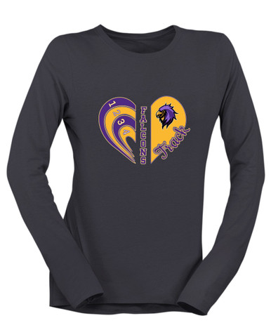 Monroe Falcons Sideview Heart Track Women's LS T-Shirt
