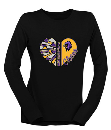Monroe Falcons Sideview Heart Cheer Women's Premium LS T-Shirt