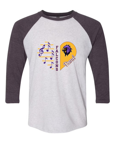 Monroe Falcons Sideview Heart Band Women's Baseball T-Shirt