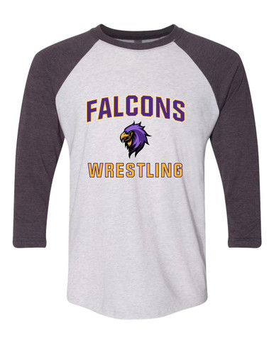 Monroe Falcons Sideview Wrestling Women's Baseball T-Shirt