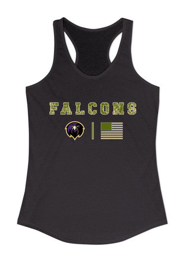 Monroe Falcons Front View Camo Flag Women's Tank Top