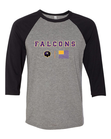 Monroe Falcons Front View Team Colors Flag Women's Baseball T-Shirt