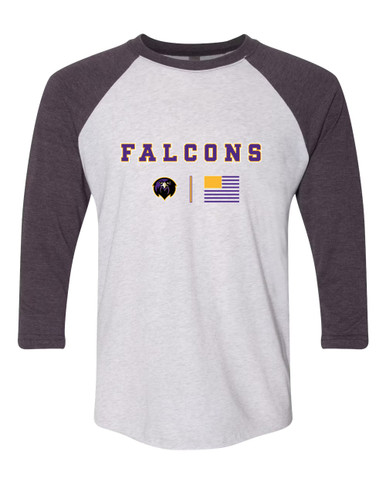 Monroe Falcons Front View Team Colors Flag Men's Baseball T-Shirt