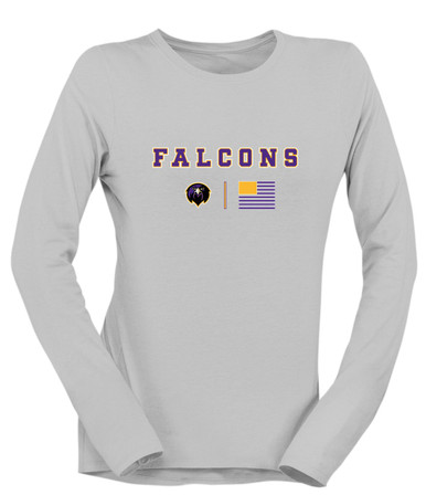Monroe Falcons Front View Team Colors Flag Women's LS T-Shirt