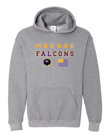 Monroe Falcons Front View Spirit Flag Men's Hoodie