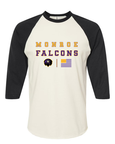 Monroe Falcons Front View Spirit Flag Women's Baseball T-Shirt