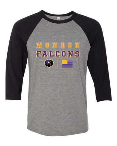 Monroe Falcons Front View Spirit Flag Men's Baseball T-Shirt