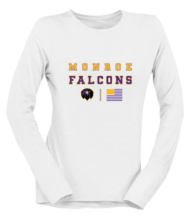 Monroe Falcons Front View Spirit Flag Women's LS T-Shirt