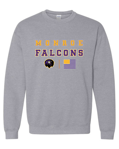 Monroe Falcons Front View Spirit Flag Men's Sweatshirt
