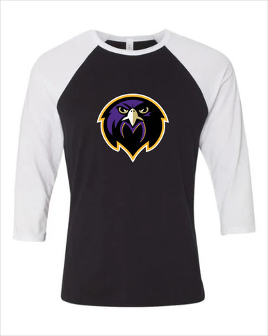 Monroe Falcons Front View Mascot #1 Women's Baseball T-Shirt