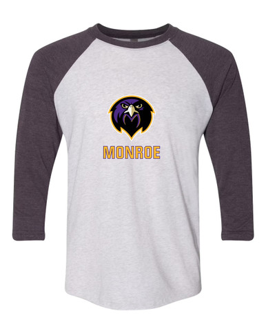 Monroe Falcons Front View Mascot #2 Women's Baseball T-Shirt