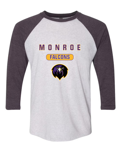 Monroe Falcons Front View Mascot #3 Men's Baseball T-Shirt