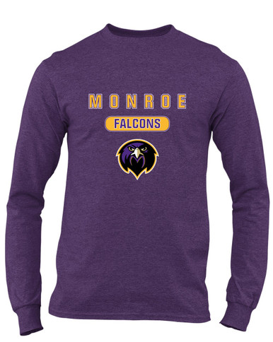 Monroe Falcons Front View Mascot #3 Men's LS T-Shirt