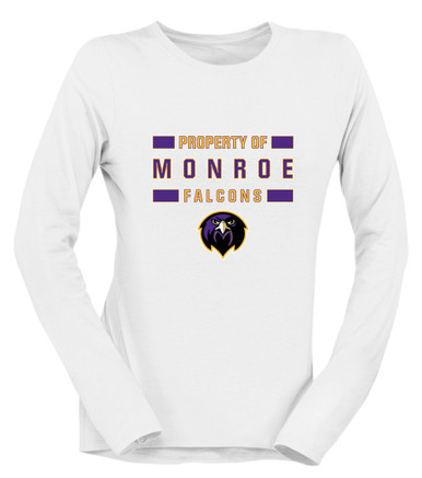 Monroe Falcons Front View Property Of Women's Premium LS T-Shirt