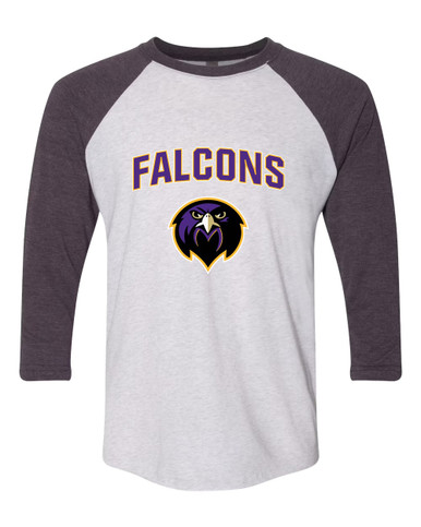 Monroe Falcons Front View Mascot #6 Men's Baseball T-Shirt