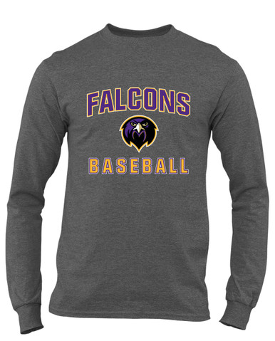 Monroe Falcons Front View Baseball #1 Men's LS T-Shirt