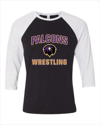 Monroe Falcons Front View Wrestling Men's Baseball T-Shirt